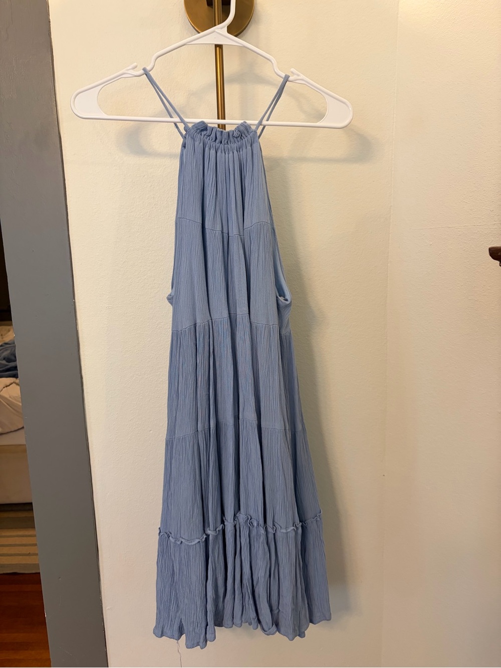 HYFVE Light Blue Tiered Halter Midi Dress